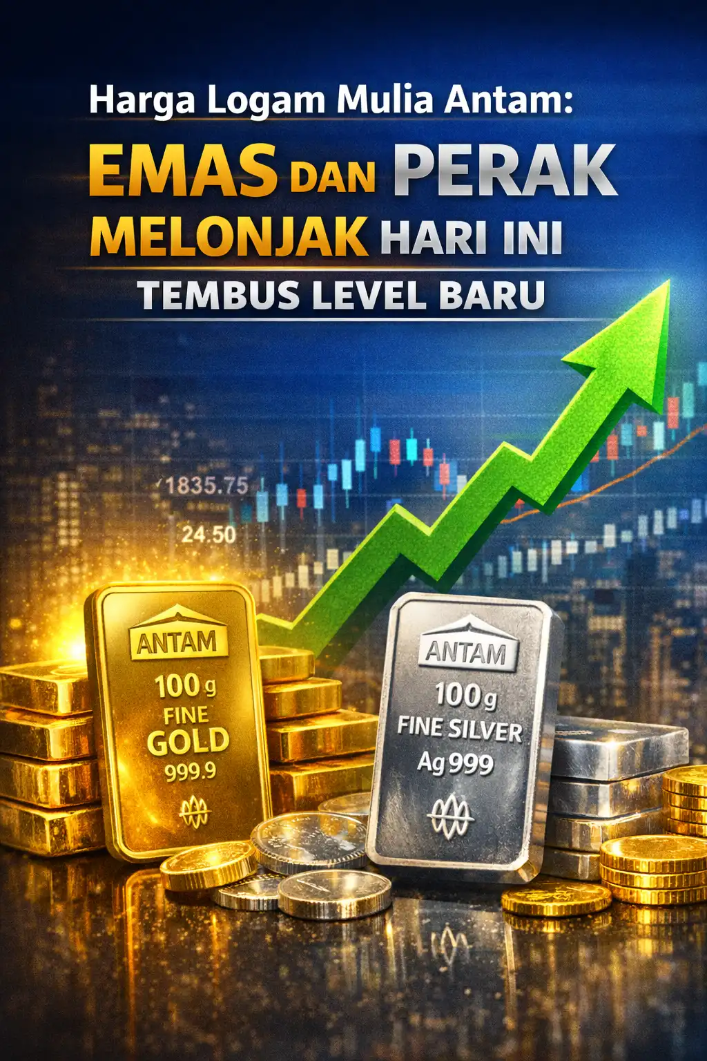 Read more about the article Harga Logam Mulia Antam: Emas dan Perak Melonjak Hari Ini, Tembus Level Baru