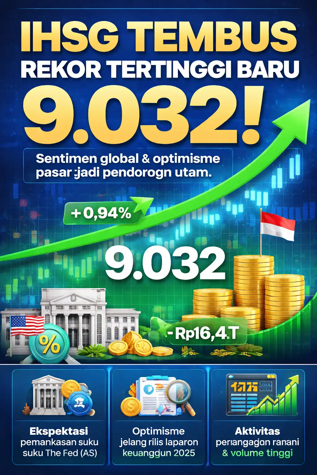 Read more about the article IHSG Tembus Rekor Tertinggi Baru 9.032, Ternyata Ini Faktor Pemicunya